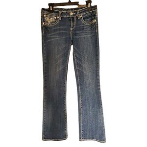 L.A. Idol Womens 9 Embellished Bootcut Jeans Y2K Blue Rhinestone Cowgirl Grunge